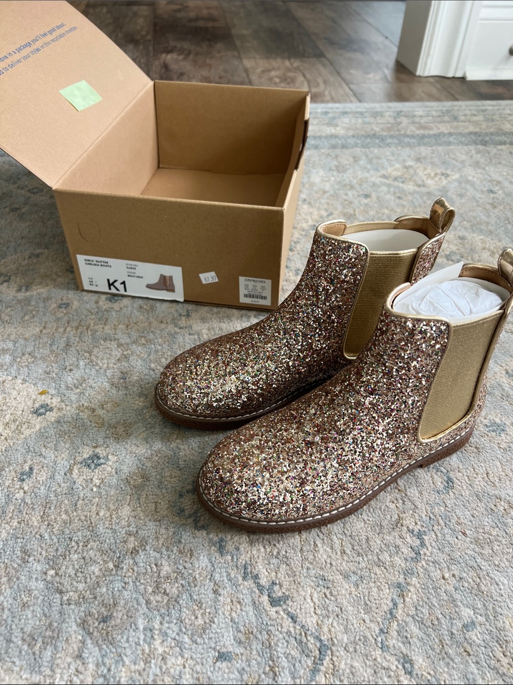 Crewcuts girls glitter Chelsea boots